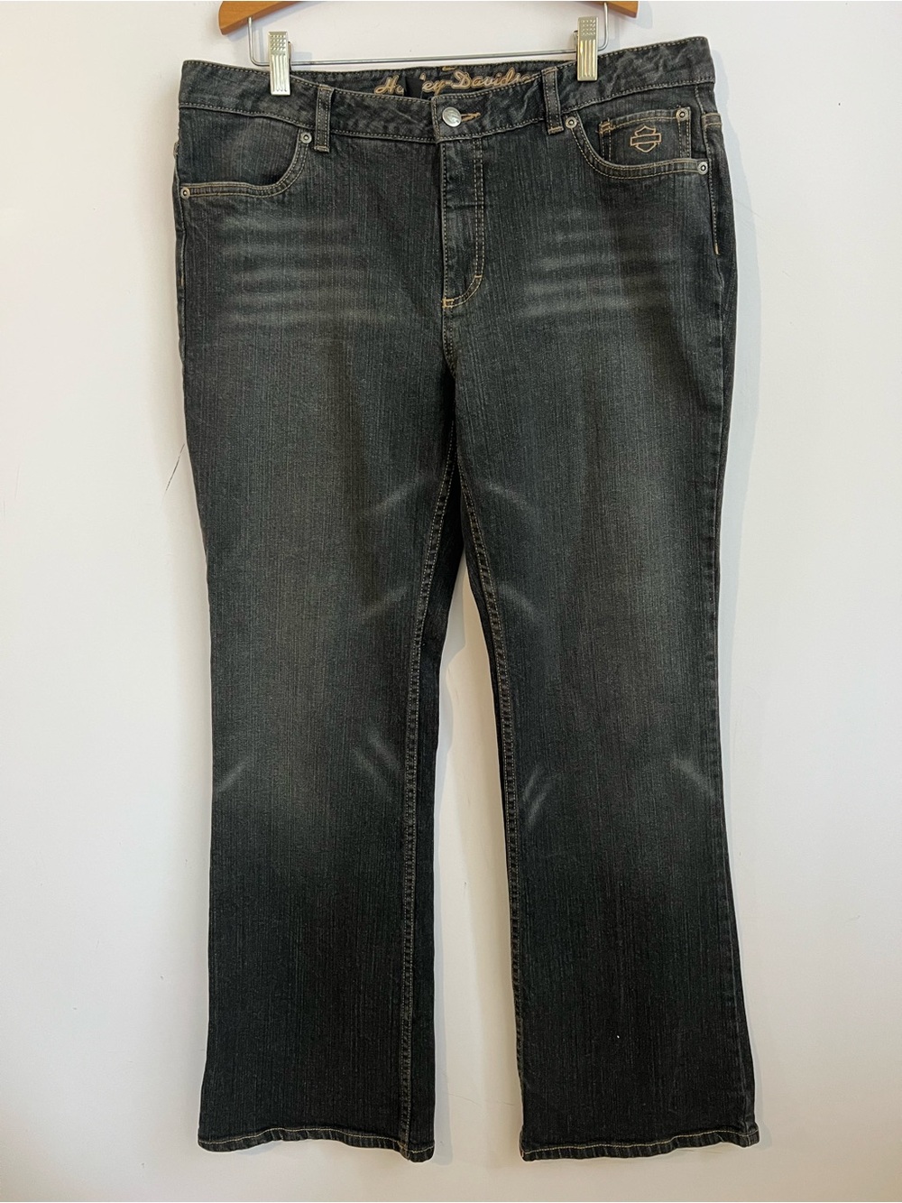 Harley-Davidson Women's Black Boot-Cut Jeans Size 14